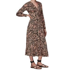 Whistles Patchwork Animal Midi Dress Size 6